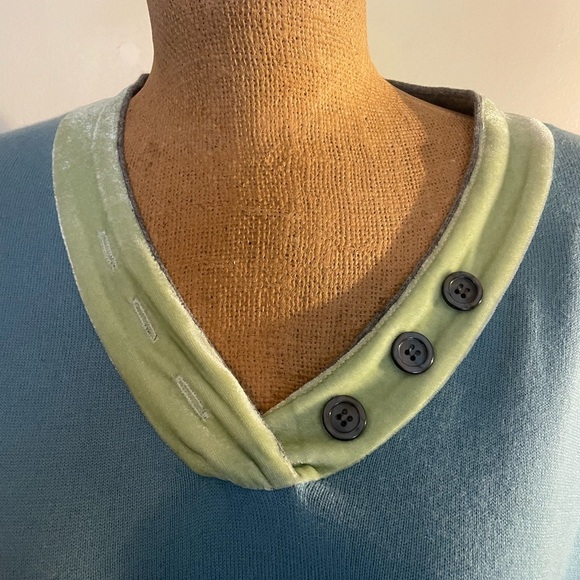 C.J. Banks women’s v-neck sweater/top blue/ green/gray size 3X - Picture 2 of 8